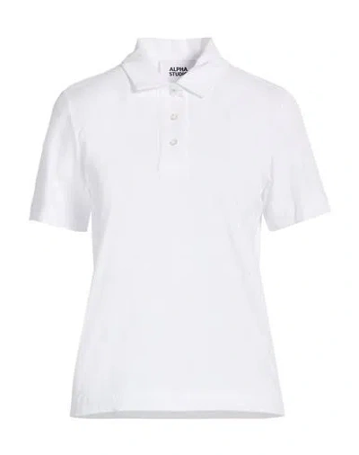 Alpha Studio Woman Polo Shirt White Size 10 Cotton, Elastane
