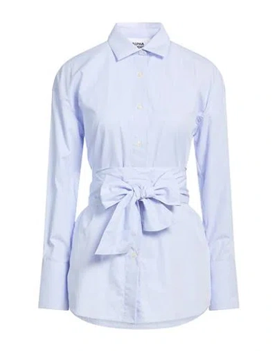 Alpha Studio Woman Shirt Azure Size 12 Cotton In Blue