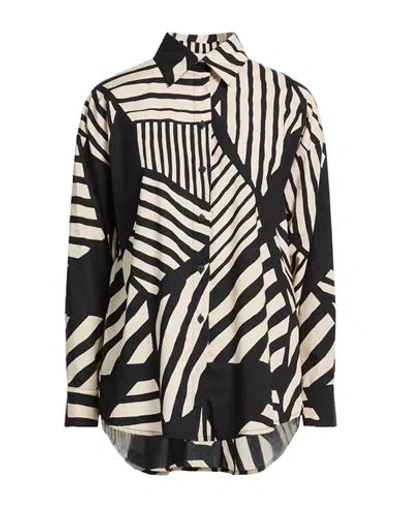 Alpha Studio Woman Shirt Beige Size 14 Cotton In Black