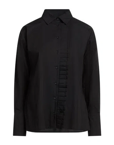 Alpha Studio Woman Shirt Black Size 14 Cotton, Elastane