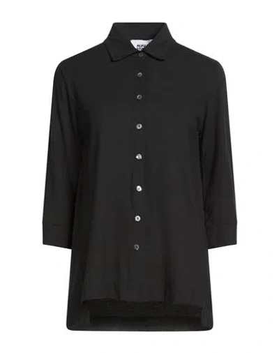 Alpha Studio Woman Shirt Black Size 4 Cotton, Elastane
