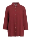 Alpha Studio Woman Shirt Burgundy Size 12 Cotton, Elastane In Red