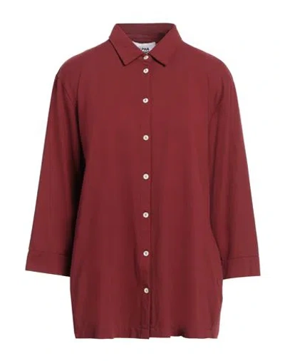 Alpha Studio Woman Shirt Burgundy Size 12 Cotton, Elastane In Red