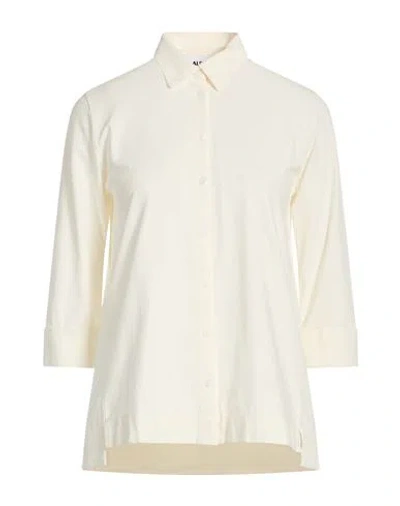 Alpha Studio Woman Shirt Cream Size 12 Cotton, Elastane In Neutral