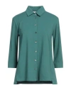 Alpha Studio Woman Shirt Green Size 6 Cotton, Elastane In Green