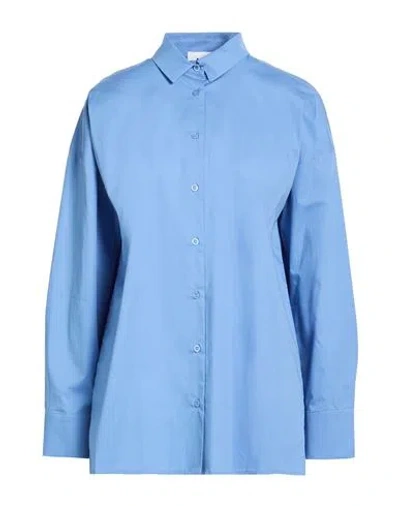 Alpha Studio Woman Shirt Light Blue Size 10 Cotton, Elastane