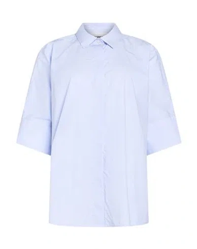Alpha Studio Woman Shirt Light Blue Size 8 Cotton