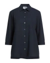 Alpha Studio Woman Shirt Midnight Blue Size 6 Cotton, Elastane