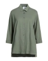 Alpha Studio Woman Shirt Military Green Size 10 Cotton, Elastane In Multi