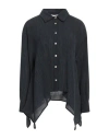 Alpha Studio Woman Shirt Navy Size 8 Tencel, Polyester In Navy Blue