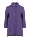 Alpha Studio Woman Shirt Purple Size 6 Cotton, Elastane