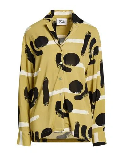 Alpha Studio Woman Shirt Sage Green Size 14 Viscose, Elastane In Yellow