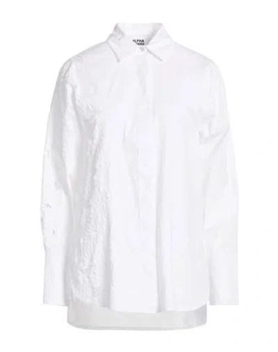 Alpha Studio Woman Shirt White Size 10 Cotton, Elastane