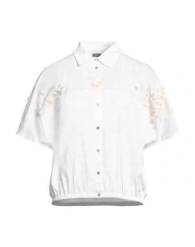 Alpha Studio Woman Shirt White Size 10 Cotton, Polyester