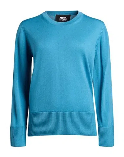 Alpha Studio Woman Sweater Azure Size 6 Merino Wool In Blue