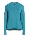 Alpha Studio Woman Sweater Azure Size 6 Merino Wool, Tencel In Green
