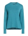 Alpha Studio Woman Sweater Azure Size 6 Merino Wool, Tencel In Blue