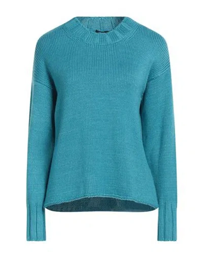 Alpha Studio Woman Sweater Azure Size 6 Merino Wool, Tencel In Blue