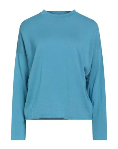 Alpha Studio Woman Sweater Azure Size 8 Merino Wool In Blue