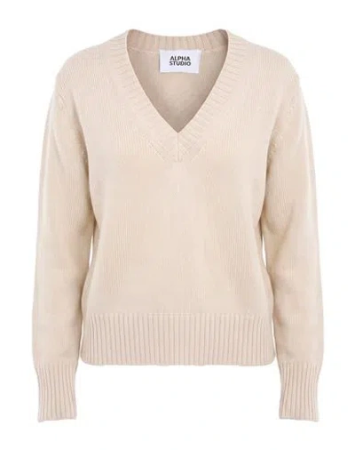 Alpha Studio Woman Sweater Beige Size 2 Wool In Neutral