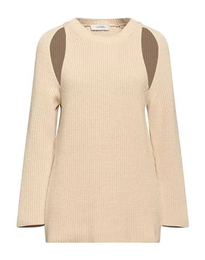 Alpha Studio Woman Sweater Beige Size 4 Cotton, Polyamide
