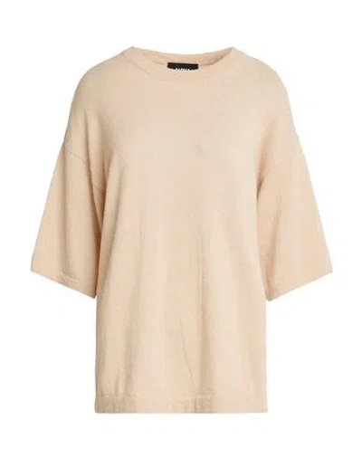 Alpha Studio Woman Sweater Beige Size 6 Baby Alpaca Wool, Recycled Polyamide, Polyamide In Sand