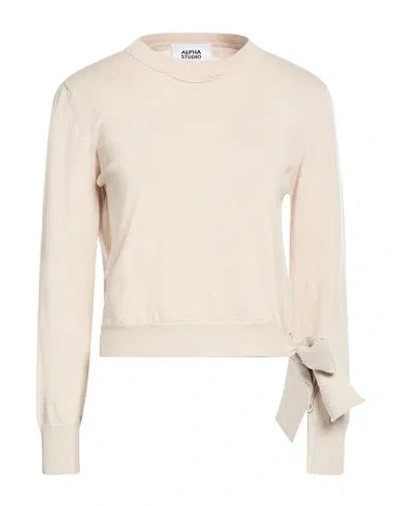 Alpha Studio Woman Sweater Beige Size 8 Cotton In Neutral