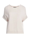 Alpha Studio Woman Sweater Beige Size 8 Merino Wool