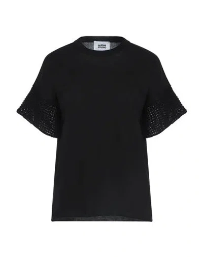 Alpha Studio Woman Sweater Black Size 10 Cotton