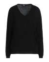 Alpha Studio Woman Sweater Black Size 10 Cotton, Cashmere
