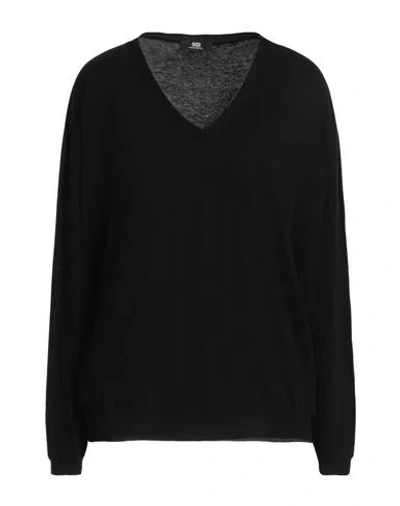 Alpha Studio Woman Sweater Black Size 10 Cotton, Cashmere In Black