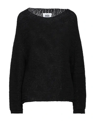 Alpha Studio Woman Sweater Black Size 10 Cotton, Polyamide