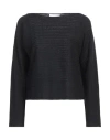 Alpha Studio Woman Sweater Black Size 10 Linen, Cotton In Black