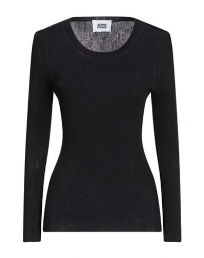 Alpha Studio Woman Sweater Black Size 10 Organic Cotton, Polyamide