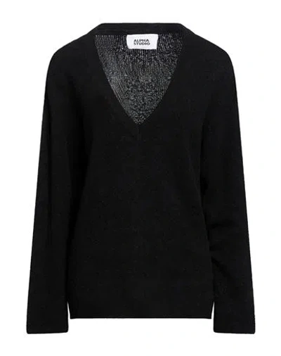 Alpha Studio Woman Sweater Black Size 10 Virgin Wool, Polyamide, Merino Wool