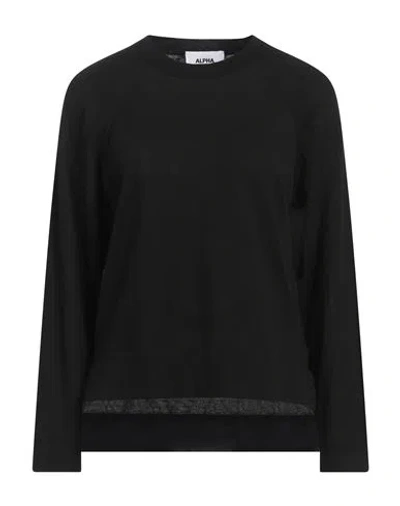 Alpha Studio Woman Sweater Black Size 10 Cotton