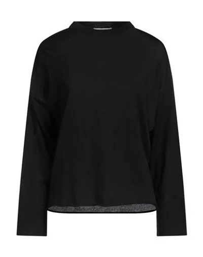 Alpha Studio Woman Sweater Black Size 10 Virgin Wool, Tencel