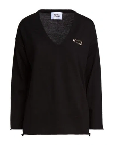 Alpha Studio Woman Sweater Black Size 12 Wool