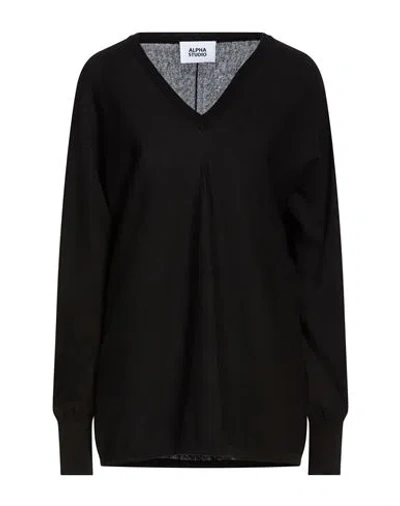 Alpha Studio Woman Sweater Black Size 14 Cotton