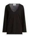 Alpha Studio Woman Sweater Black Size 6 Cotton In Black