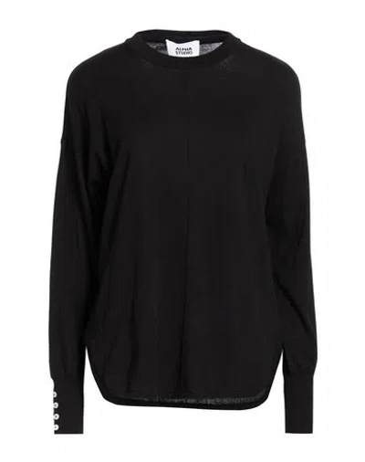 Alpha Studio Woman Sweater Black Size 6 Cotton
