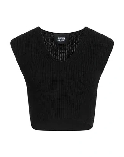 Alpha Studio Woman Sweater Black Size 6 Merino Wool