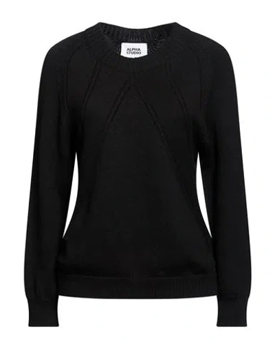 Alpha Studio Woman Sweater Black Size 6 Merino Wool