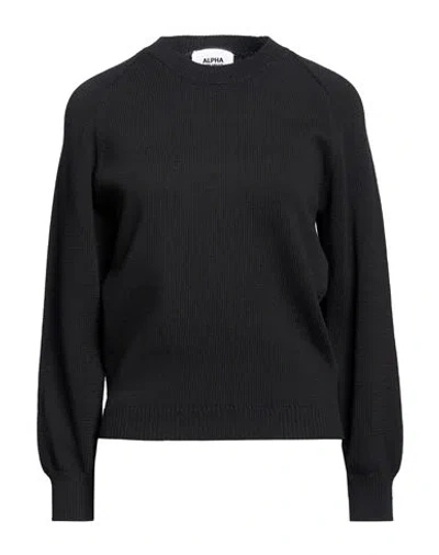 Alpha Studio Woman Sweater Black Size 8 Cotton, Polyamide