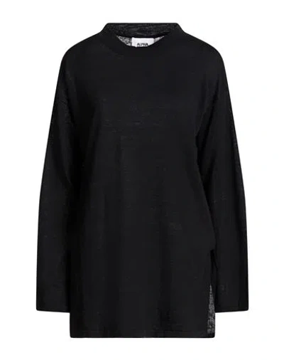 Alpha Studio Woman Sweater Black Size 8 Linen, Cotton