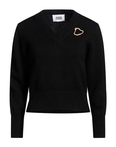 Alpha Studio Woman Sweater Black Size 8 Merino Wool