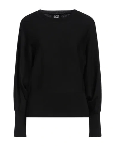 Alpha Studio Woman Sweater Black Size 8 Merino Wool
