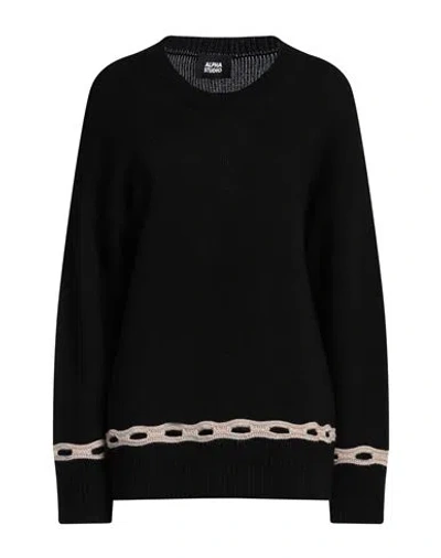 Alpha Studio Woman Sweater Black Size 6 Recycled Wool, Ecovero Viscose, Recycled Polyamide, Recycled