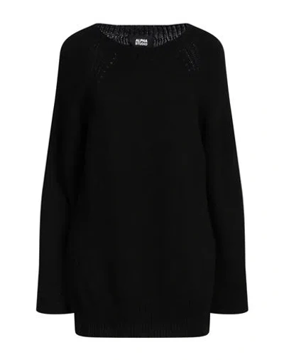 Alpha Studio Woman Sweater Black Size 6 Recycled Wool, Viscose, Recycled Polyamide, Recycled Cashmer