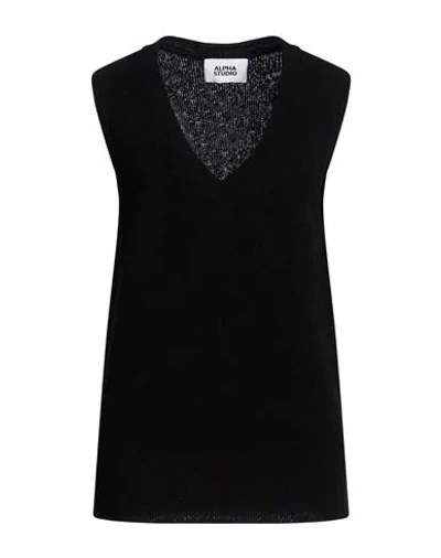 Alpha Studio Woman Sweater Black Size 8 Virgin Wool, Polyamide, Merino Wool